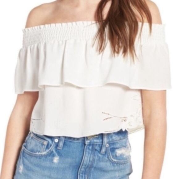 NWT Lovers + Friends Angie embroidered crop top - Picture 1 of 4